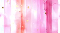 Dreamy pink watercolor background with gold splatter dots and soft flowing stripes creates romantic ethereal mood for wedding invitations and feminine designs.
