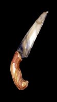Watercolor hunting knife with wooden handle, isolated on transparent background. Great for stickers, t-shirt design, print on demand, clipart, and sublimation projects.