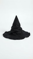 Black witch hat isolated on white background for Halloween costume party decoration and spooky seasonal celebrations.
