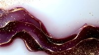 Abstract burgundy and gold wave design with glitter sparkles on white background, flowing liquid texture creates elegant luxury pattern for decorative art.