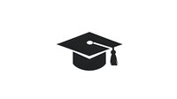 Black graduation cap with tassel silhouette isolated on white background, ready for education and academic design projects.