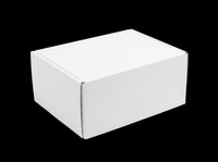 White corrugated cardboard shipping box isolated on transparent background, ready for T-shirt designs, stickers, clipart, print on demand, and sublimation projects.