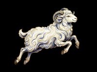 Ornamental ram with flowing mane and curled horns, isolated on transparent background. Ready for t-shirt design, clipart, stickers, sublimation and print-on-demand products.