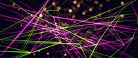 Neon glowing lines and particles create dynamic motion on dark background, perfect for tech, digital, and modern design projects.