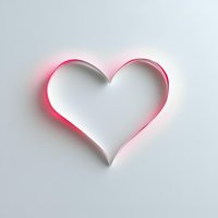 White paper heart shape with soft pink glowing edges on light background, creating romantic minimal shadow effect. Clean design for valentines and love concepts.