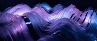 Flowing neon light waves in purple and blue hues create an abstract digital background suitable for modern design, technology, and creative projects.