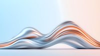 Elegant metallic waves in silver and rose gold colors create smooth flowing curves against gradient background, modern minimalist abstract design for luxury branding.