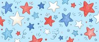 Colorful hand-drawn stars pattern with red, blue and white elements on light background. Seamless design for patriotic themes, celebrations and decorations.