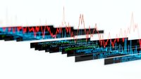 Abstract digital data visualization with colorful graphs and charts on white background for business analytics and financial reporting presentations.