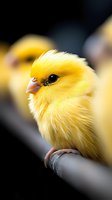 Adorable yellow baby chick perched on human finger with soft blurred background. Cute newborn poultry bird for Easter, spring, farm and agriculture concepts.