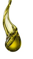 Golden olive oil pouring in dynamic stream against white background, isolated and ready for culinary, food packaging, and cooking design projects.