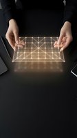 Businessman hands protecting glowing geometric network structure representing data security and digital protection in modern technology concept.