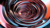 Spiral tunnel in black, coral and blue colors creating optical illusion effect with dynamic swirling motion and depth perspective for modern abstract backgrounds.