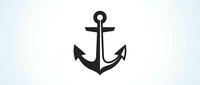 Nautical anchor symbol in black silhouette on white background, suitable for maritime, naval, sailing, and coastal design projects.