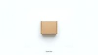Small brown cardboard shipping box centered on white background with order now text, minimalist e-commerce packaging concept for delivery and retail.