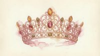 Elegant rose gold princess crown with ornate scrollwork and gemstones on cream background, perfect for royal themed designs and feminine luxury concepts.