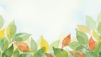Watercolor autumn leaves border frame with green yellow orange foliage on light background for seasonal greeting cards and fall decorations.