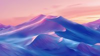 Surreal desert landscape with smooth rolling dunes in vibrant blue and pink hues under dreamy sunset sky, creating ethereal atmosphere for fantasy backgrounds.
