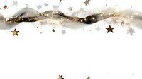 Elegant flowing wave in brown and gold tones with scattered metallic stars on white background, creating luxurious border design for festive occasions and celebrations.