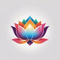 Vibrant rainbow lotus flower symbol on light background, gradient petals in harmonious colors create spiritual zen design for meditation and wellness practices.