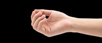 Caucasian hand with open palm gesture isolated on transparent background, ready for design use on t-shirts, clipart, stickers, and print-on-demand products.