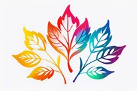 Colorful gradient autumn leaves arranged in fan shape on white background, perfect for seasonal designs, logos and decorative patterns. Isolated illustration ready for creative use.