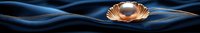 Elegant copper seashell nestled in flowing dark blue silk waves creating luxurious abstract background for premium design projects and decorative applications.