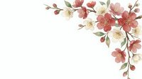 Watercolor floral corner arrangement with pink and cream roses, buds, and green leaves on white background for wedding invitations and greeting cards.