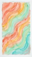 Abstract watercolor waves in coral pink yellow and mint green flowing organic shapes for modern art projects and creative designs.