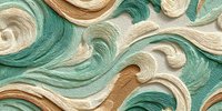 Abstract textured background with swirling patterns in teal, cream, and copper tones creating a fluid, marble-like effect for luxury design projects.
