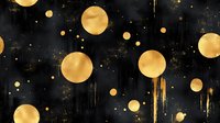 Luxurious gold circles on black textured background with scattered metallic dots creating elegant cosmic pattern for luxury design projects.