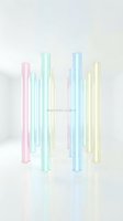 Pastel glass tubes in pink, mint, blue, and yellow arranged in rows on white background, representing innovation and clarity concepts for business and design projects.