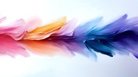 Abstract colorful feather with gradient rainbow hues from pink to purple, flowing organic shapes on white background for creative design projects.