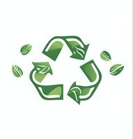Green recycling symbol with leaf elements arranged in circular motion on white background, representing eco-friendly and sustainable practices.