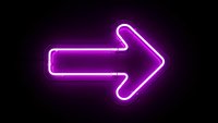 Bright pink neon arrow pointing right glowing against dark background for modern digital design projects and futuristic presentations.