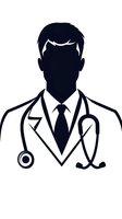 Male doctor silhouette with stethoscope in white coat and tie isolated on white background for medical healthcare design and professional services.