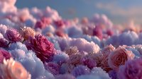 Romantic pink roses covered in fresh snow creating dreamy winter floral scene with soft pastel colors and magical atmosphere for seasonal designs.