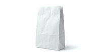 White paper lunch bag isolated on transparent background for food packaging and takeaway restaurant branding mockup designs.