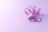 Transparent glass paw print shape on soft pink background with gentle shadow, minimalist design for pet care and veterinary services.