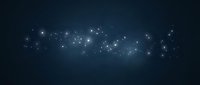 Glowing particles and light bokeh effects floating across dark blue background, suitable for technology, digital innovation, and corporate design projects.