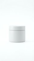 White cosmetic jar with lid isolated on light background for skincare product packaging and branding mockup.
