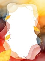 Abstract watercolor frame with flowing organic shapes in warm autumn colors creating elegant border for text and design projects.