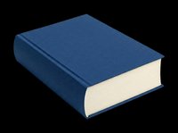 Closed hardcover book with navy blue cover and cream pages, isolated on transparent background. Ready for clipart, print-on-demand, t-shirt design, stickers, and sublimation projects.