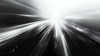 Dynamic black and white radial light burst with motion blur effect creating dramatic perspective and speed lines converging to bright center point.