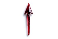 Red blood dripping arrow pointing upward on white background, dramatic lighting effect creates shadow beneath. Isolated design element for creative projects.
