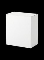 Blank white cardboard box mockup isolated on transparent background, ready for branding, packaging design, print on demand, stickers, and product presentation projects.