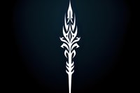 White tribal sword design on dark background, stylized fantasy weapon with ornate details and symmetrical patterns. Isolated graphic element for gaming and fantasy art.