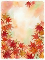 Watercolor autumn leaves frame with red, orange, and golden foliage arranged around white center space, ideal for fall seasonal designs, greeting cards, and invitations.