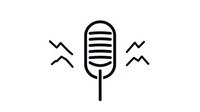 Vintage microphone icon with sound waves on white background. Broadcasting and audio recording symbol for podcasting and radio applications.