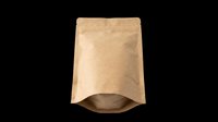 Kraft paper stand-up pouch with zipper isolated on transparent background, ready for packaging design, product mockups, e-commerce graphics, and print-on-demand applications.